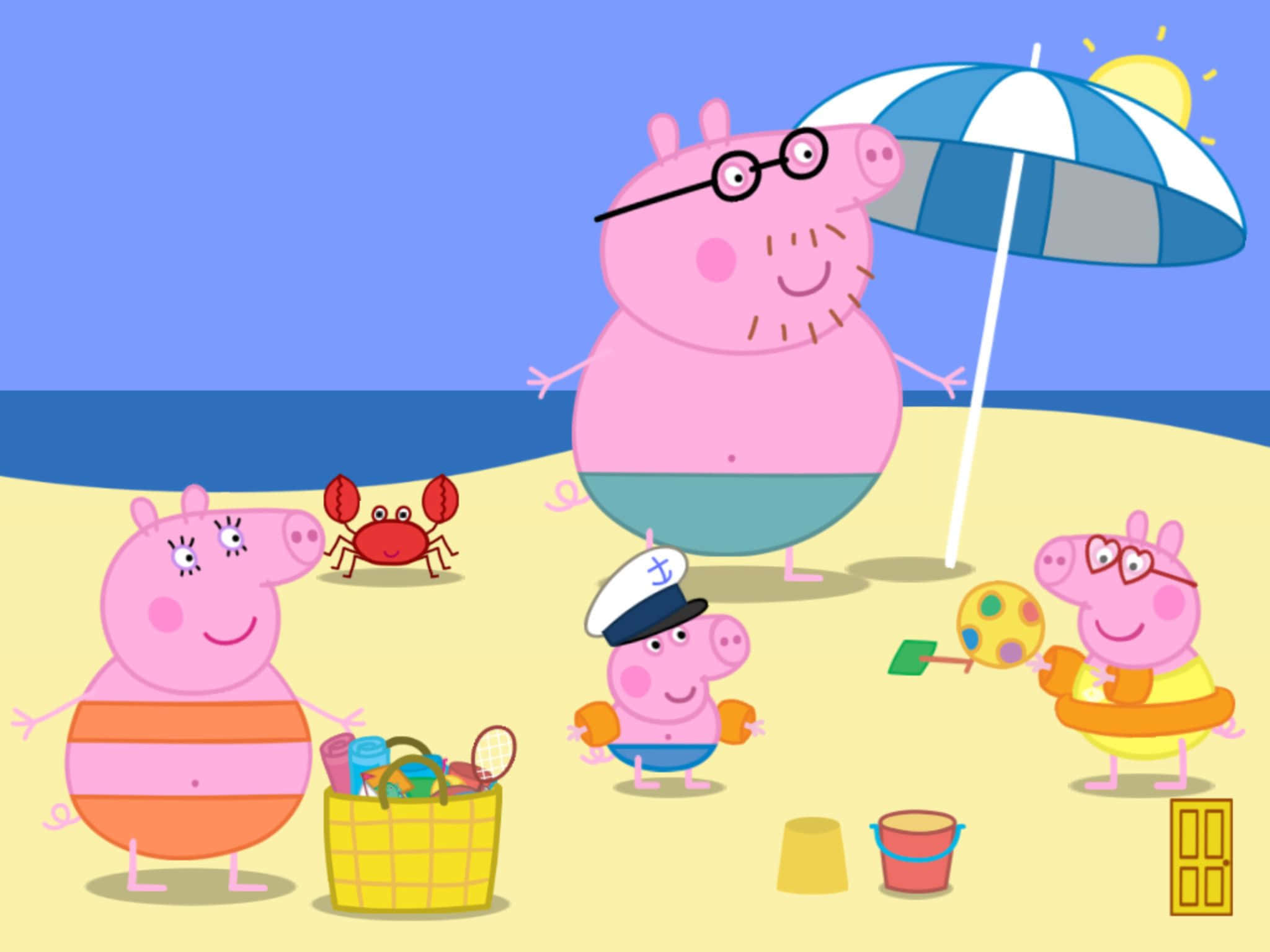 Peppa Pig family enjoying a sunny day at the beach
