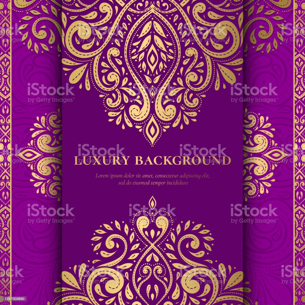 Purple And Gold Indian Background Luxury Pattern Template Vector