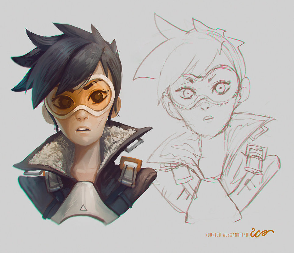 Wallpaper girl, smile, art, Overwatch, Tracer, Tracer, Benlo for