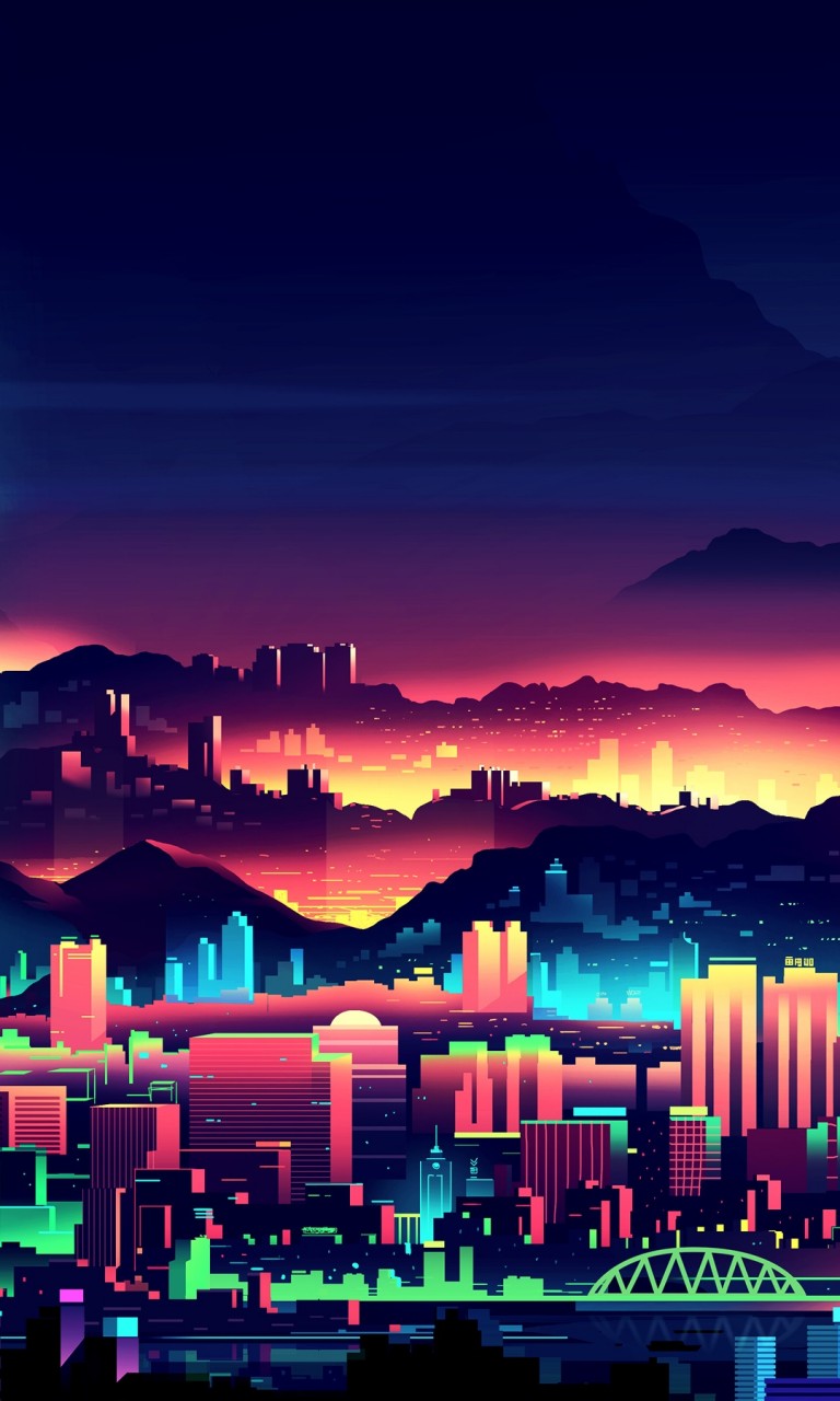 Neon City Wallpaper for Desktop and Mobiles 768x1280   HD 768x1280