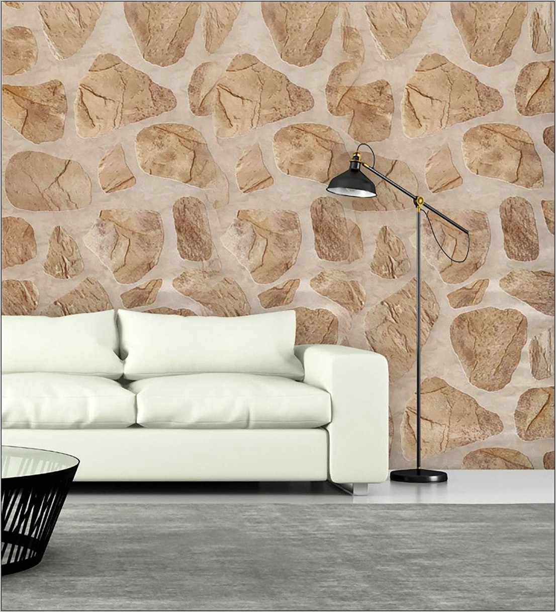 Living Room Ideas With Stone Wallpaper