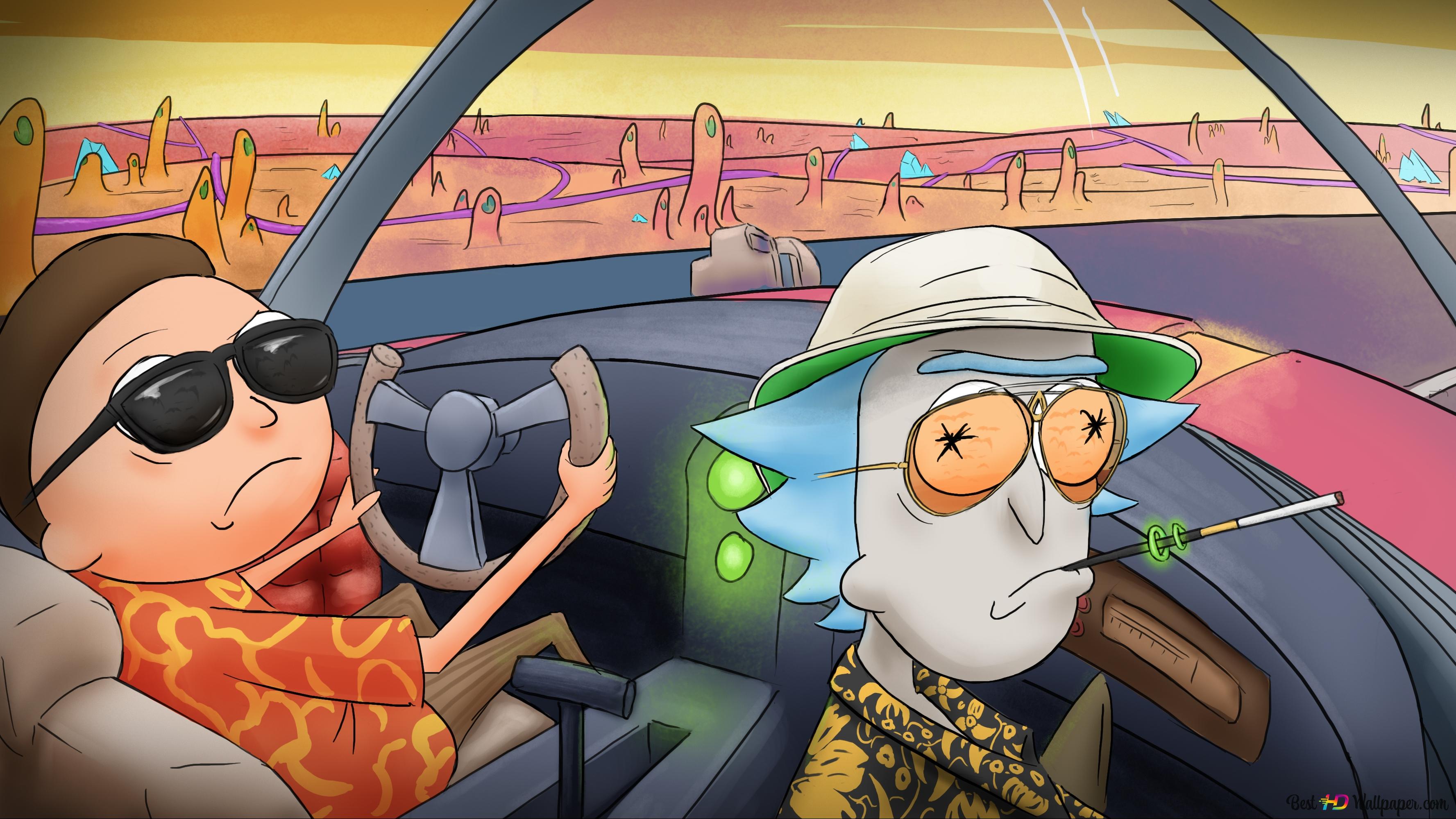 Rick And Morty Cool Driving 4k Wallpaper