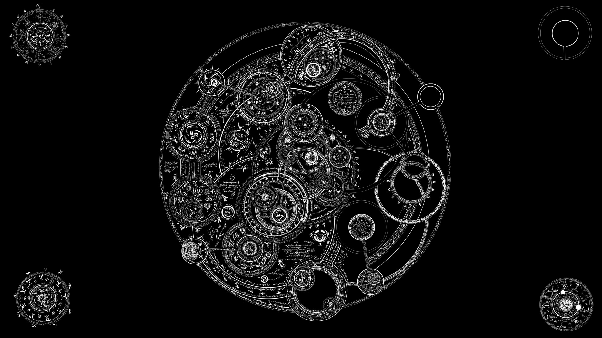 Abstract patterns circles alchemy black background wallpaper