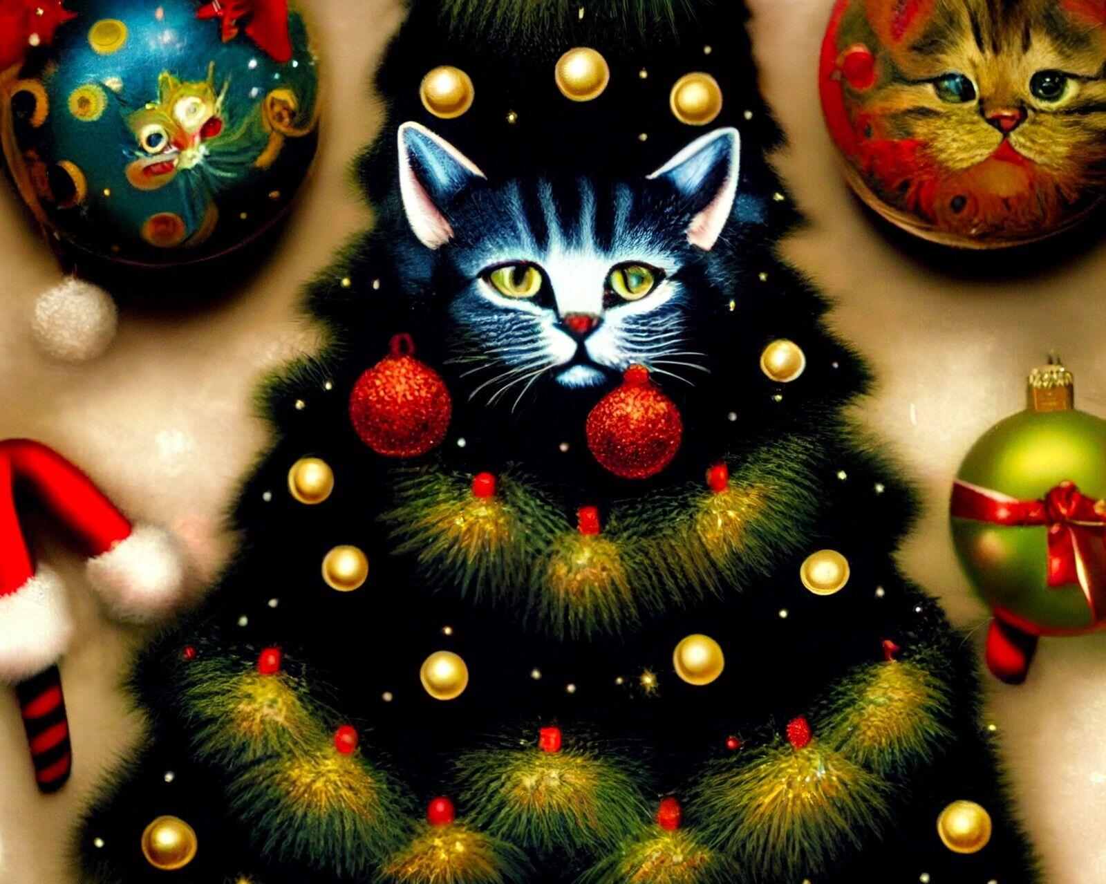 Louis Wain Cute Pet Cat Christmas Tree Ornament Painting S