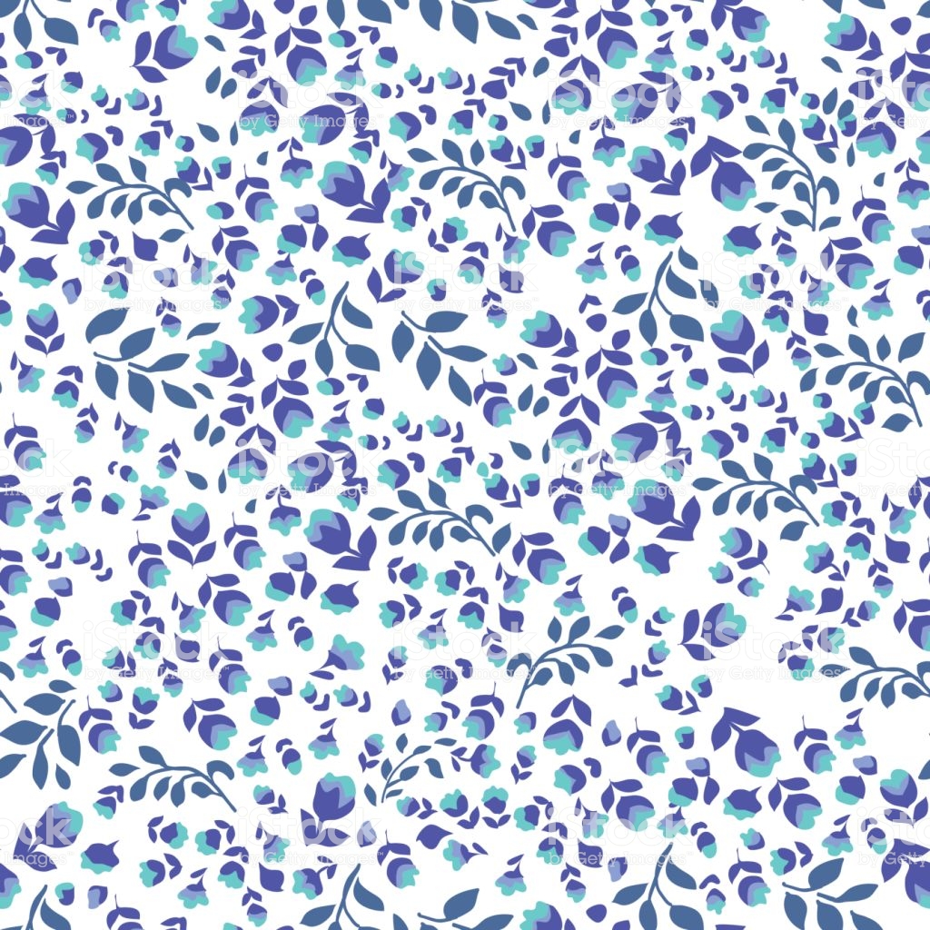 Blue Ditsy Flowers Seamless Background Stock Vector Art More