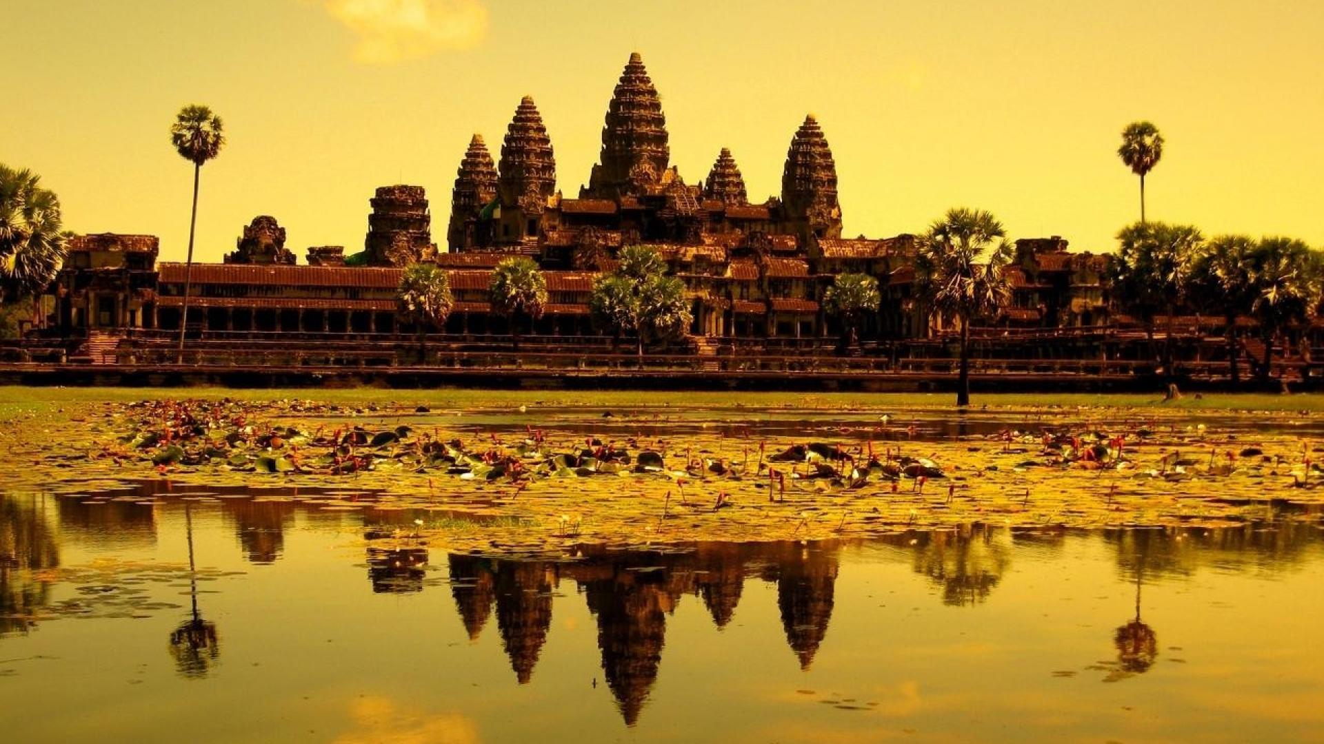 Ruins Cambodia Asia Angkor Wat Temple Reflections Wallpaper