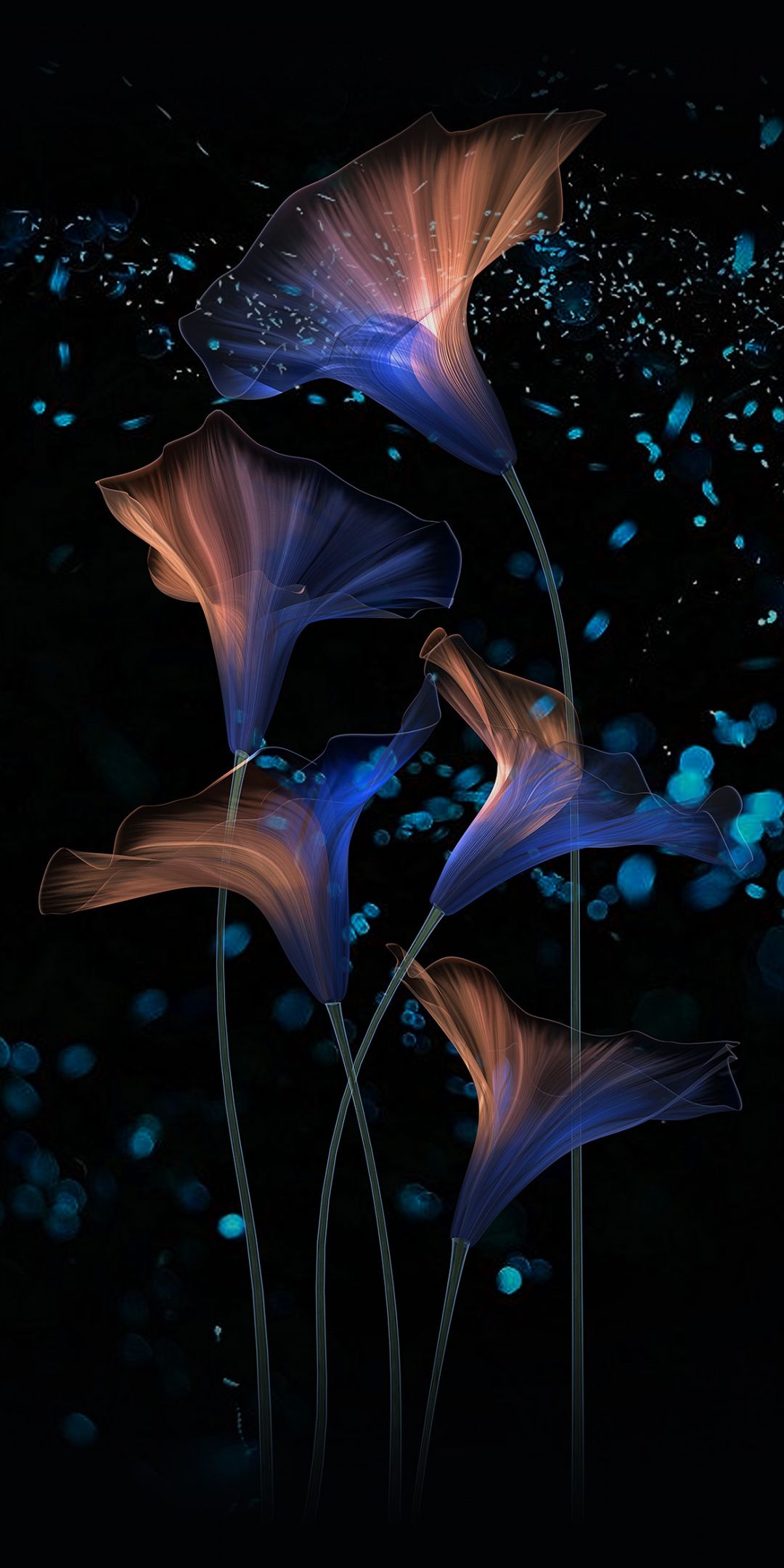 Wallpaper Flowers Abstract Glow Digital Art