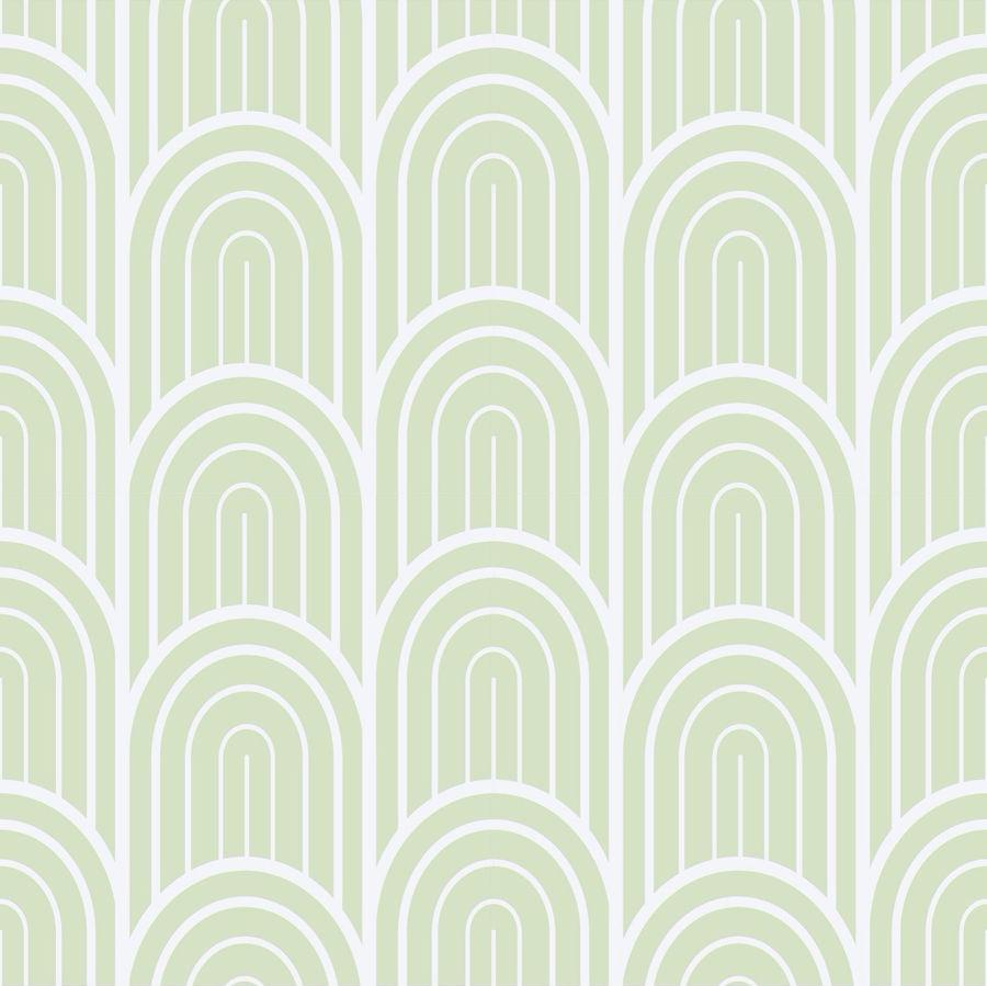 Sage Green Art Deco Wallpaper Self Adhesive The Wallberry