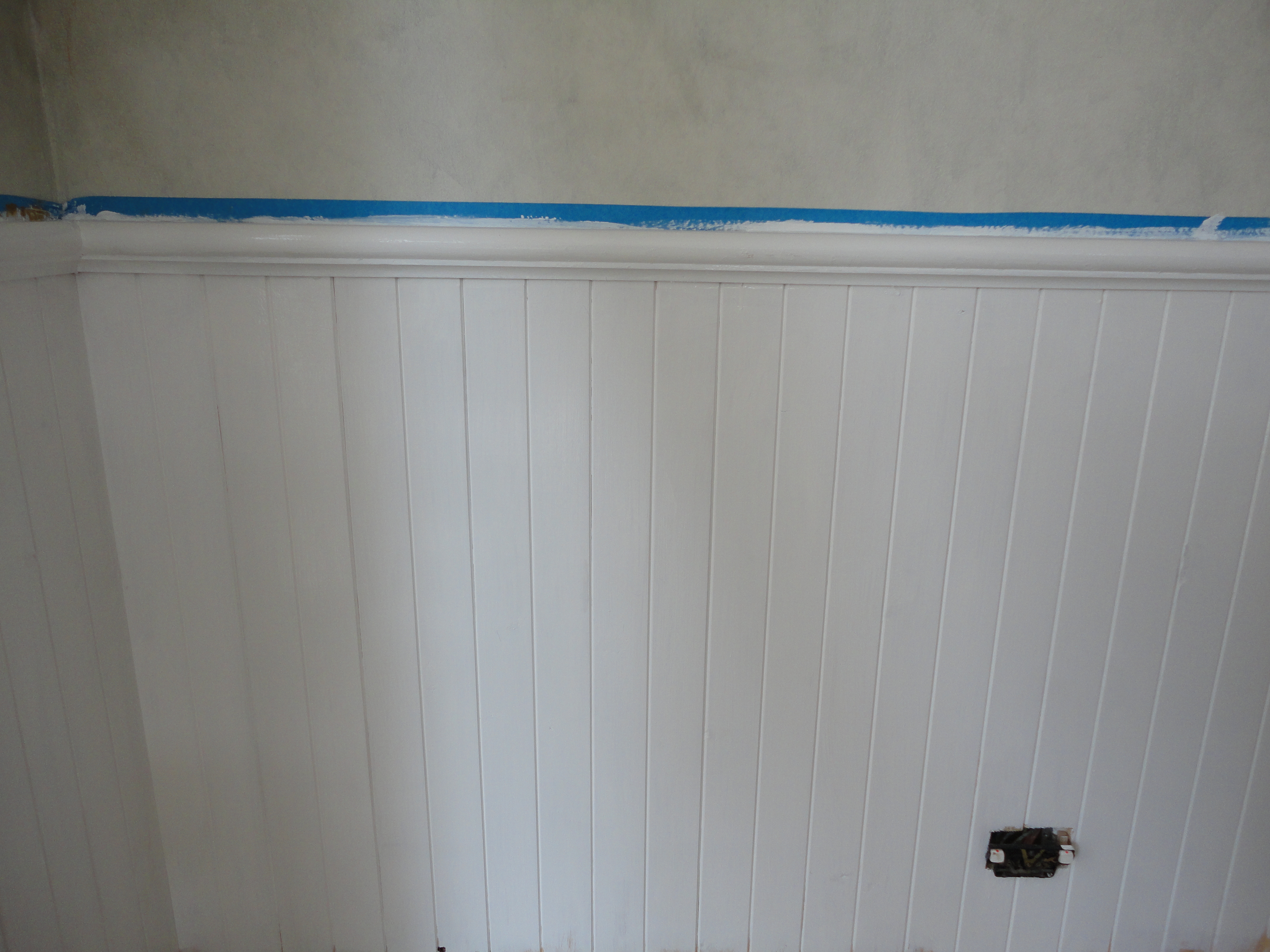 Beadboard Panelling With The Nosing And Some Paint It S Starting To