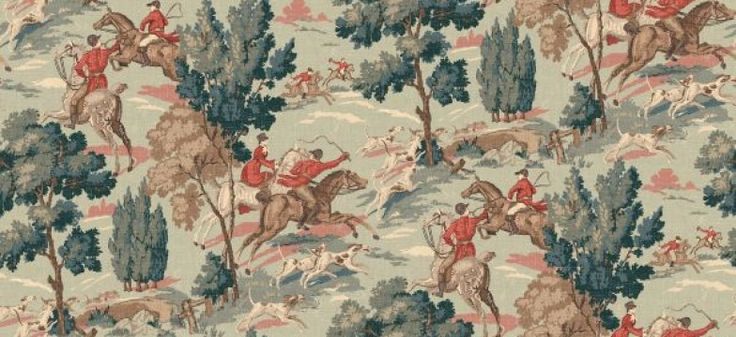Digitally Printed Wallpaper Featuring Classic Scenes Of Fox Hunting
