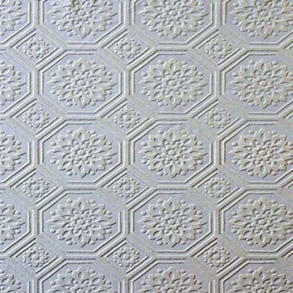 Paintable Wallpaper Embossed Octagon Tiles Look Heavy Textured