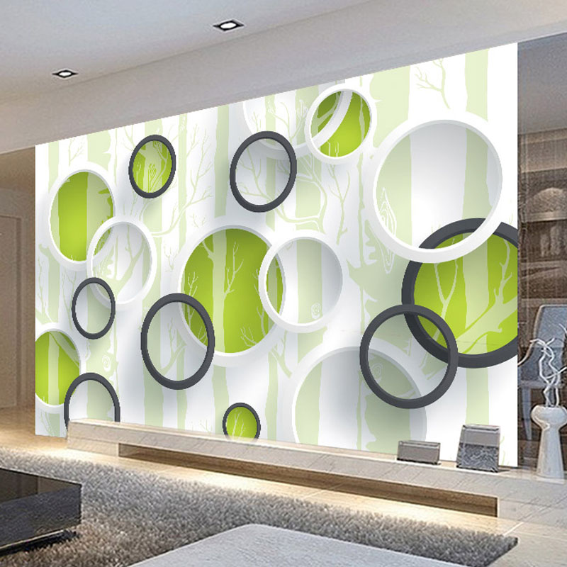 Custom Photo Wallpaper Modern 3d Green Tree Circle Wall Painting
