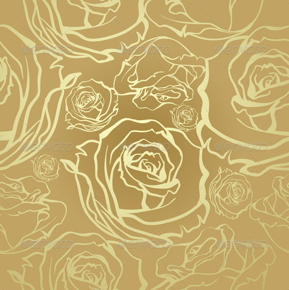  Vector   GraphicRiver Seamless Golden Roses 7893902 Yaleogocom