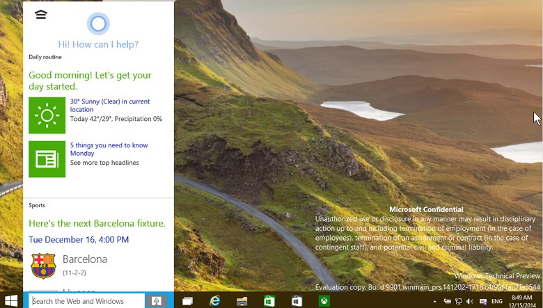 Windows Build Hands On With Cortana Running The Desktop