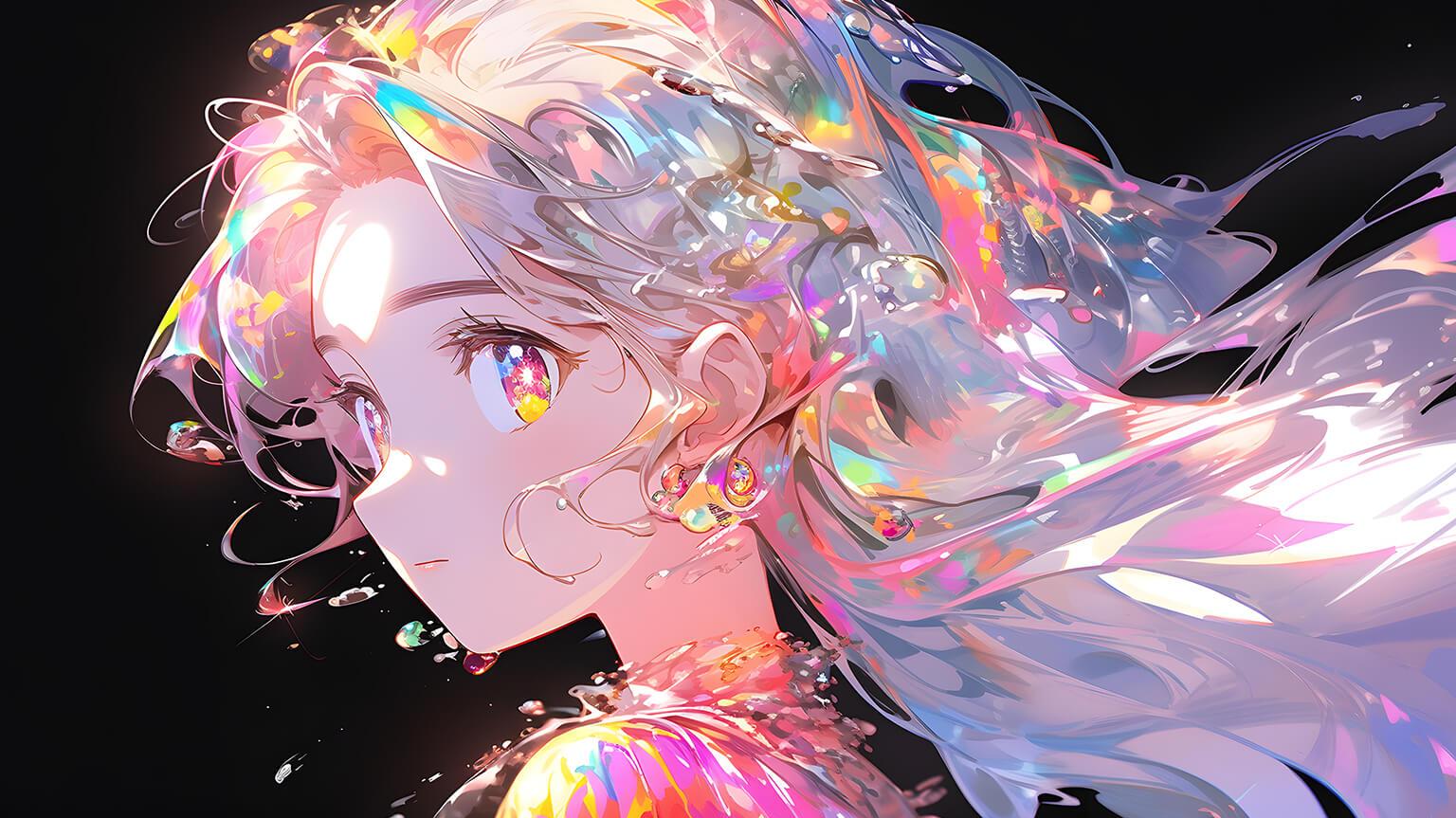 Anime Girl Rainbow Eyes Desktop Wallpaper 4k