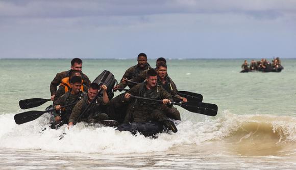 Recon Marines Assault Beach