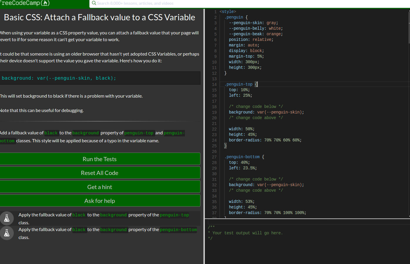 Basic Css Attach A Fallback Value To Variable No Typo In