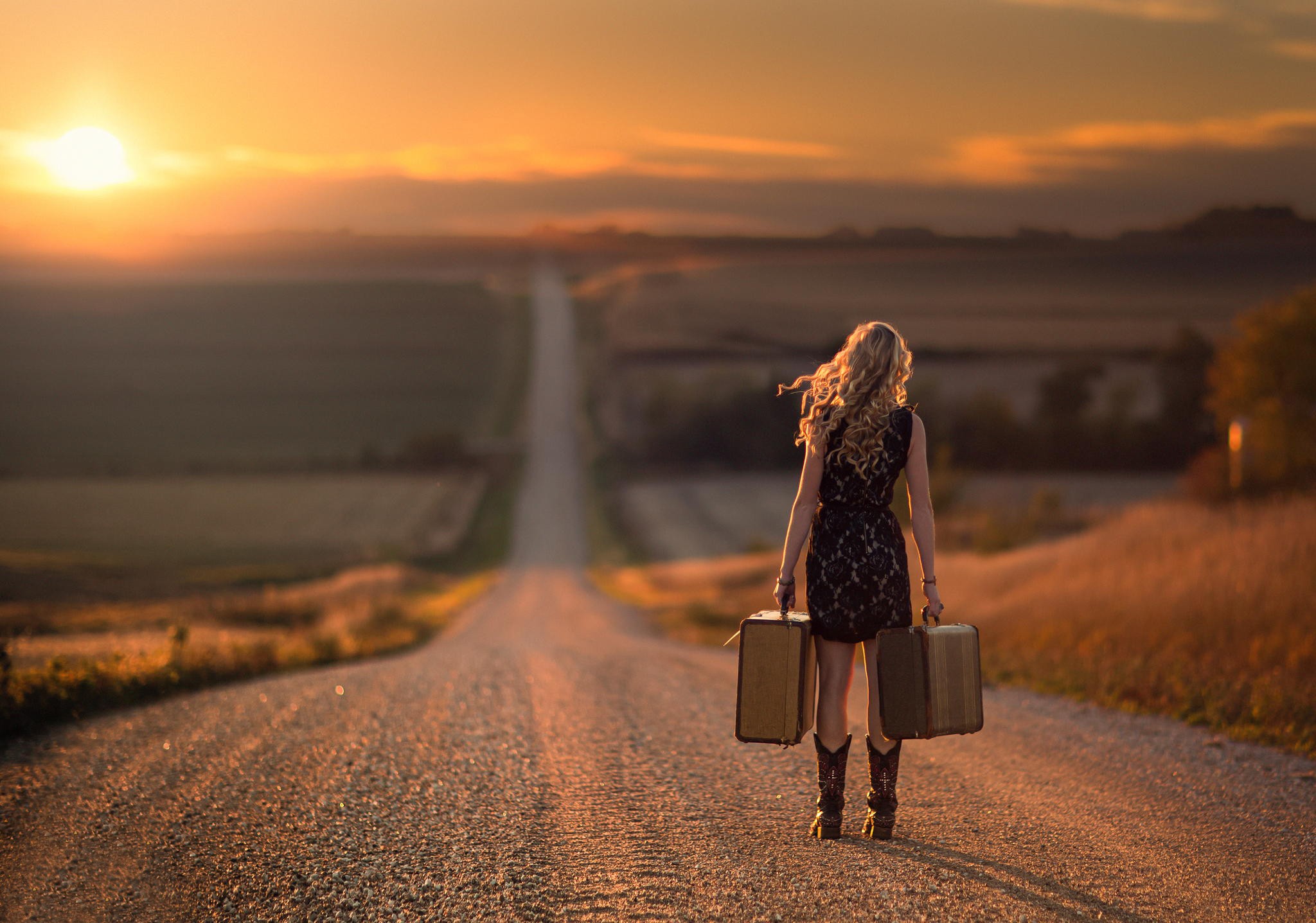 Girl Walking On Alone Road Wallpaper HD Girls 4k Image Photos