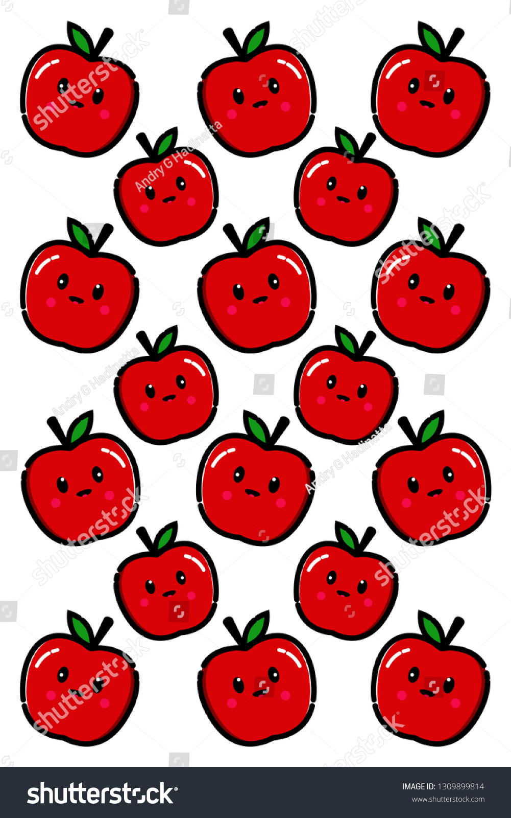Apple Cute Pattern Wallpaper Stock Vector Royalty