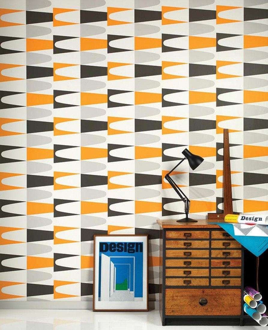 Jaron Mad Formod Op Art Wallpaper Orange Geometric
