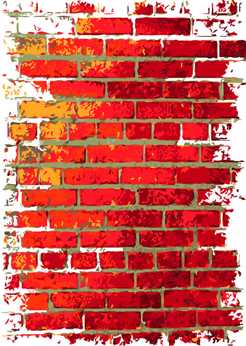 Cartoon Brick Wall With Graffiti Object Background