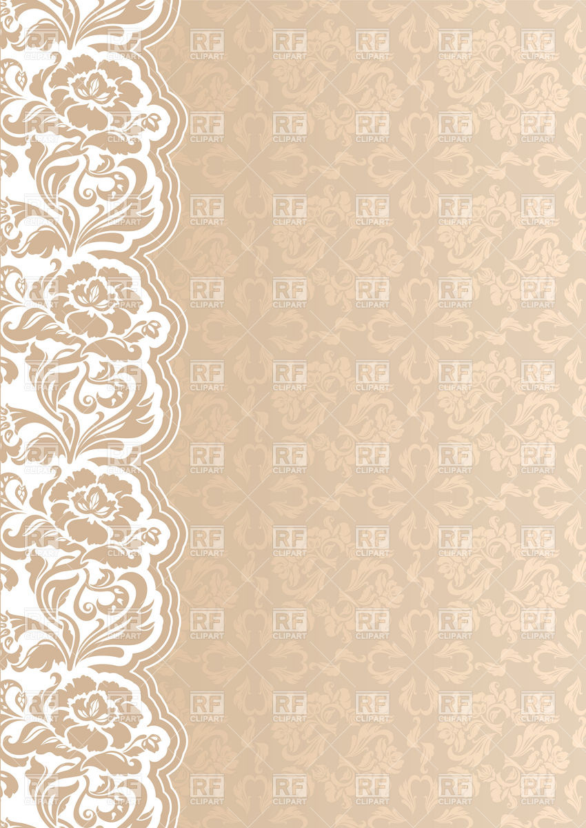 Beige victorian wallpaper with floral lacy border download royalty
