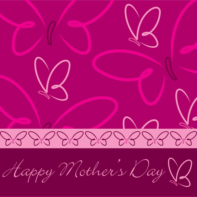 Happy Mother Day Pink Butterfly Background Vector Background