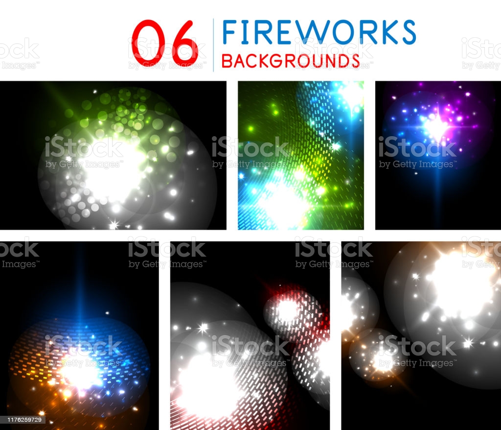 Set Of Firework Backgrounds Celebrating Event Explode Concept