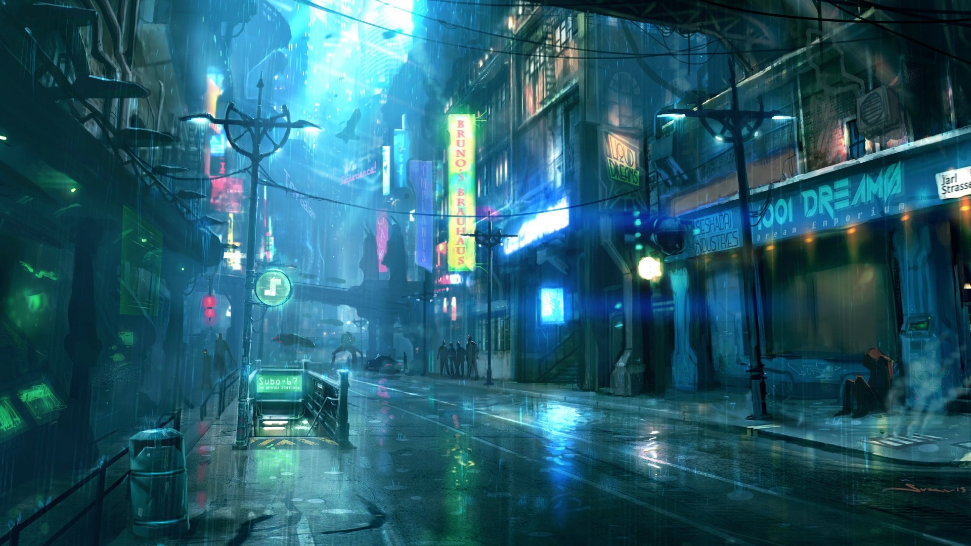 Sci Fi City At Night Wallpaper