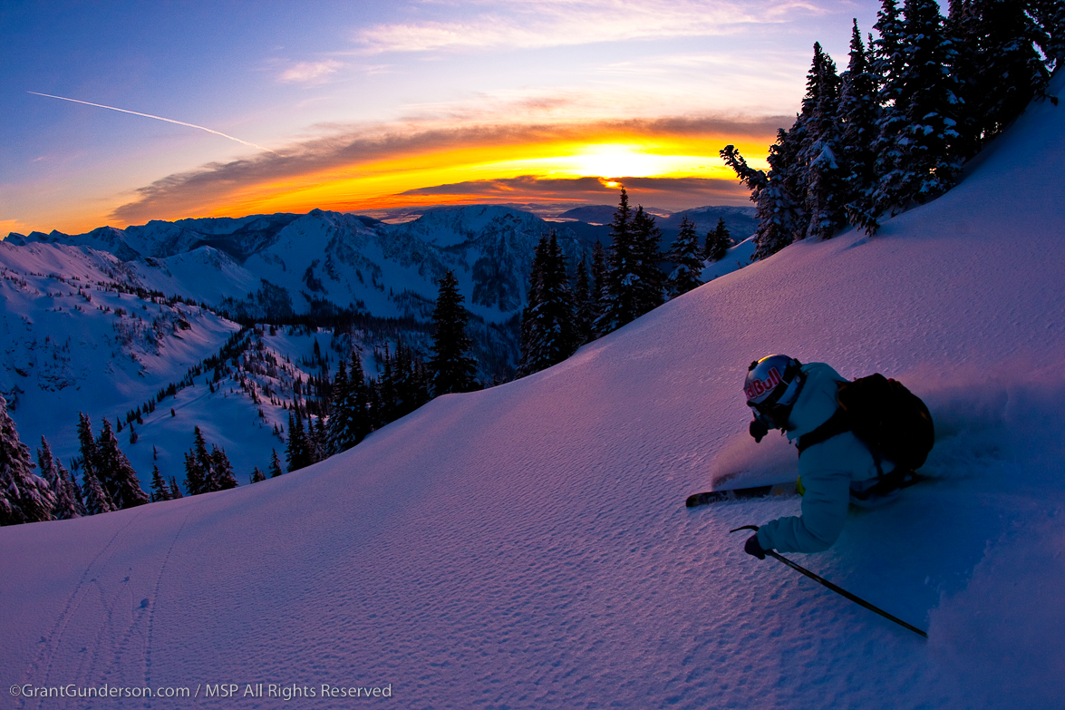 Skiing Sunset