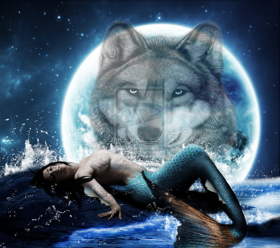 Wolf And The Moon Mermaid wolf moon