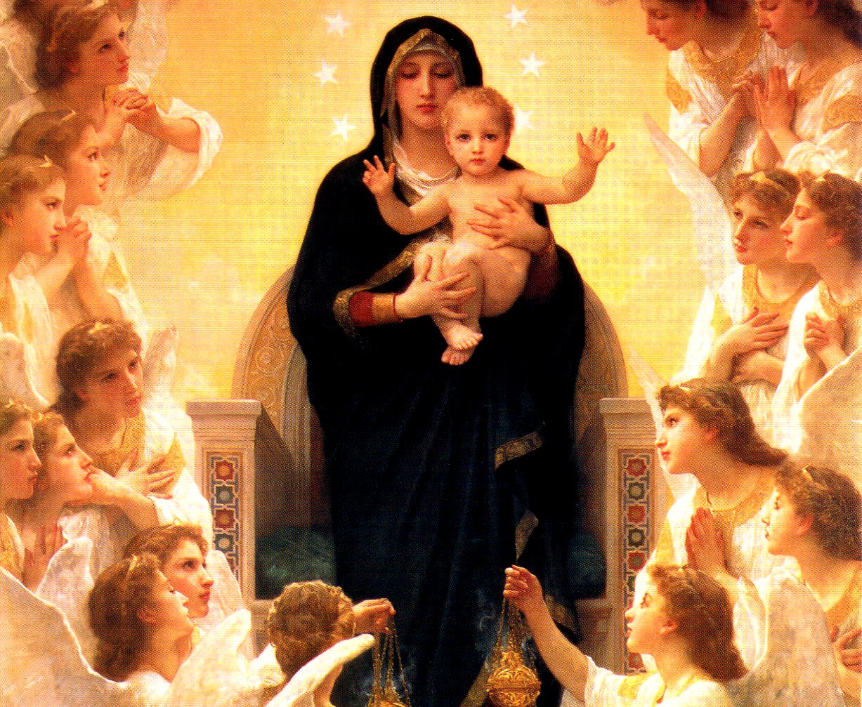 Angles Praying Child Jesus And Mother Mary Wallpaper