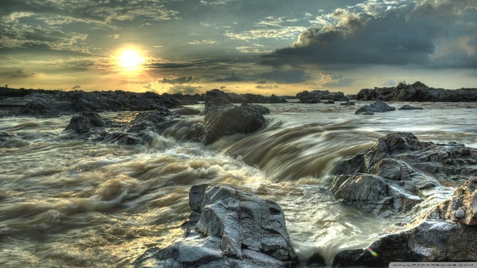 Wallpaper Rocky Stream HDr Nature Picsfab