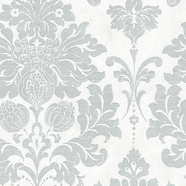 White And Silver Damask Wallpaper Rolls Set Of Traditional
