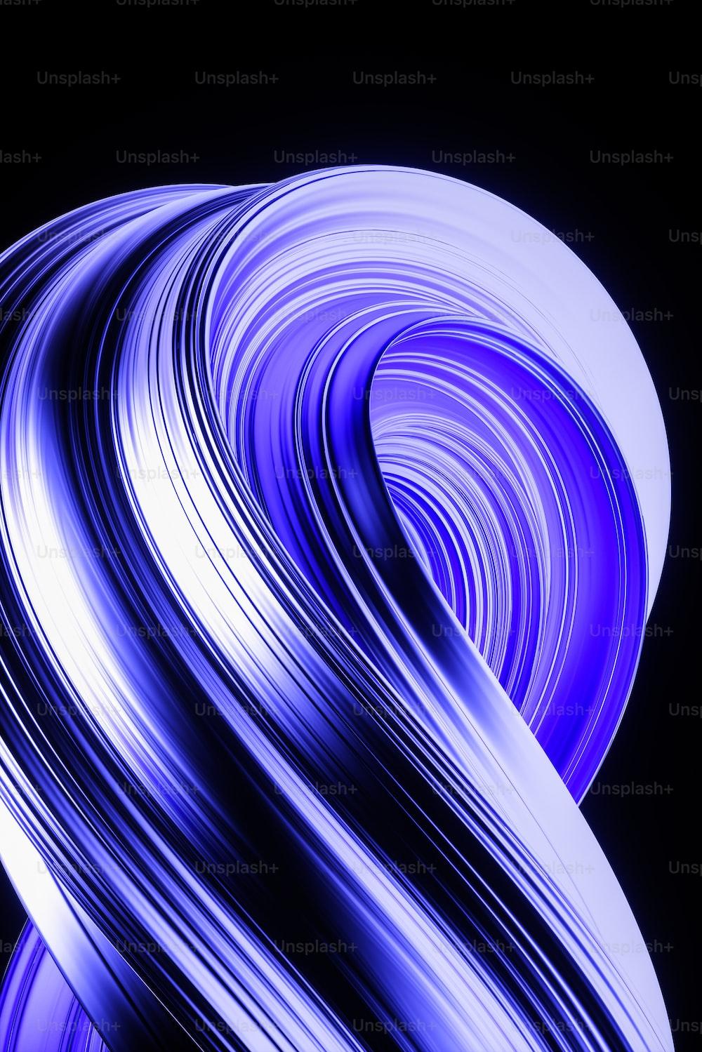 A Blue And White Swirl On Black Background Photo Line Pattern