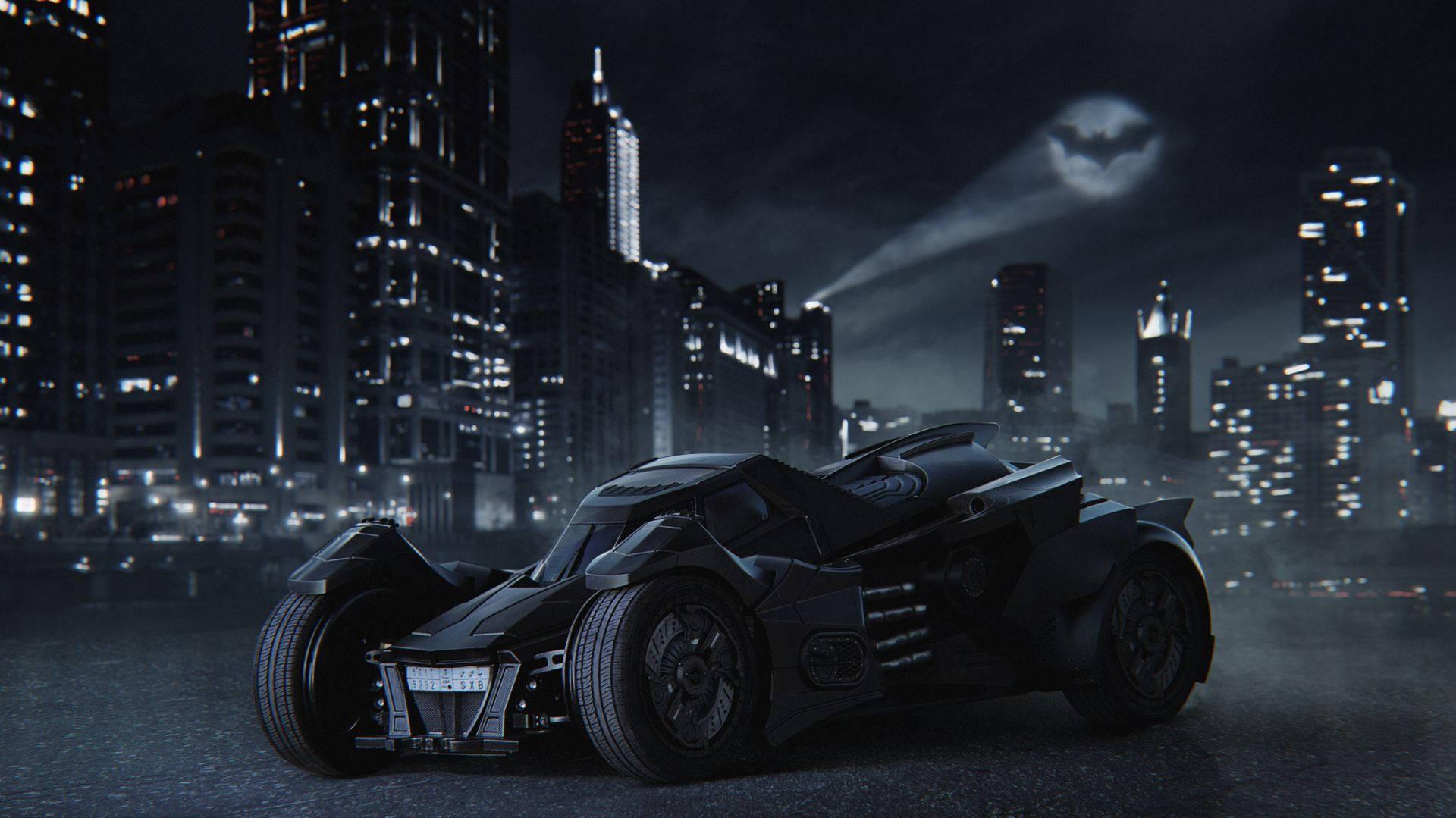 Download Batman Forever Batmobile In Gotham Wallpaper