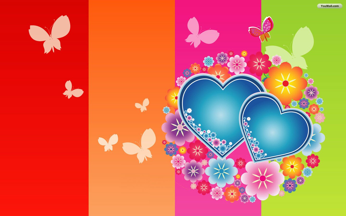 Youwall Hearts And Flowers Wallpaper