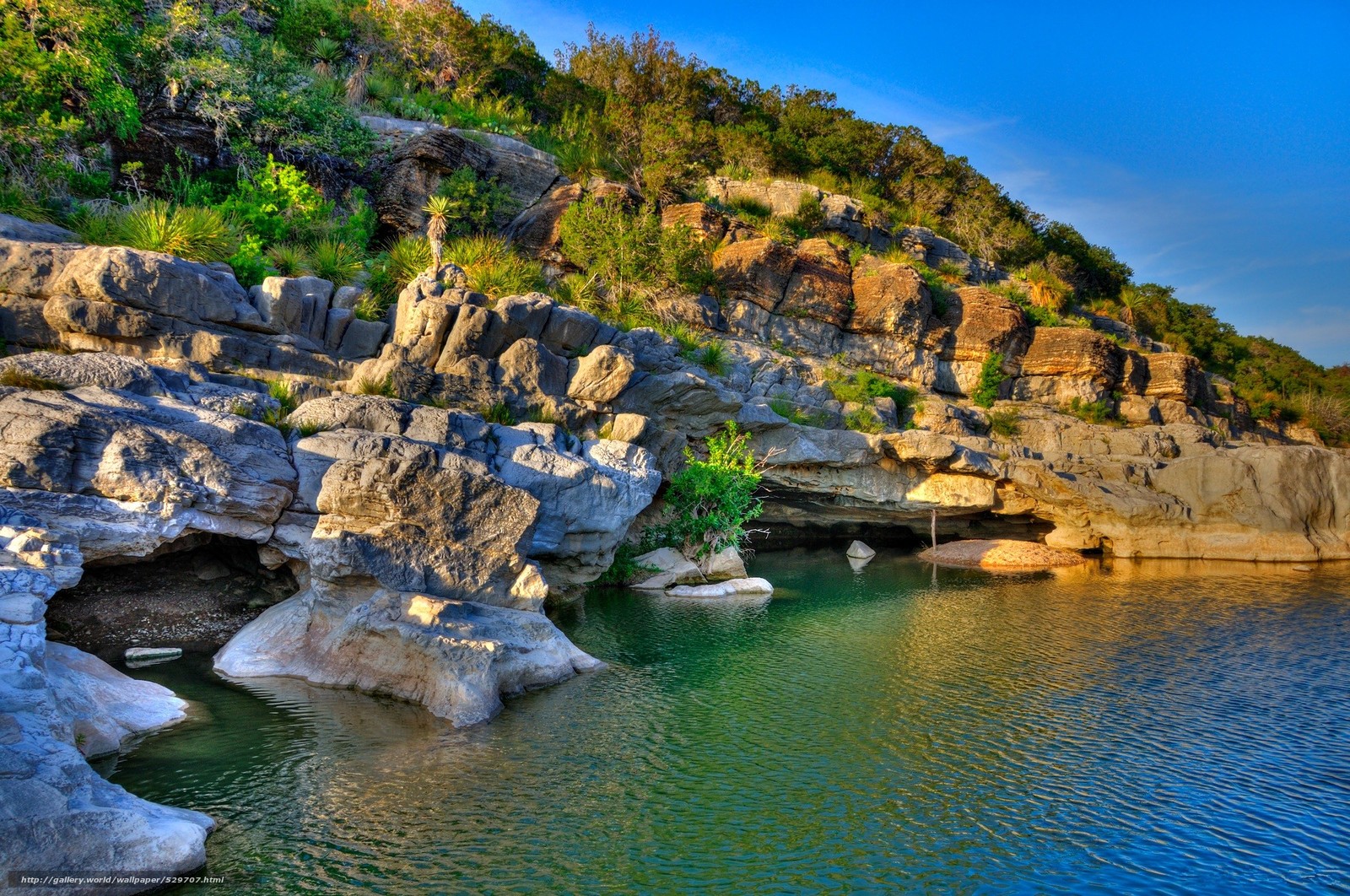Wallpaper Pedernales Falls State Park Texas Lake Rocks Desktop