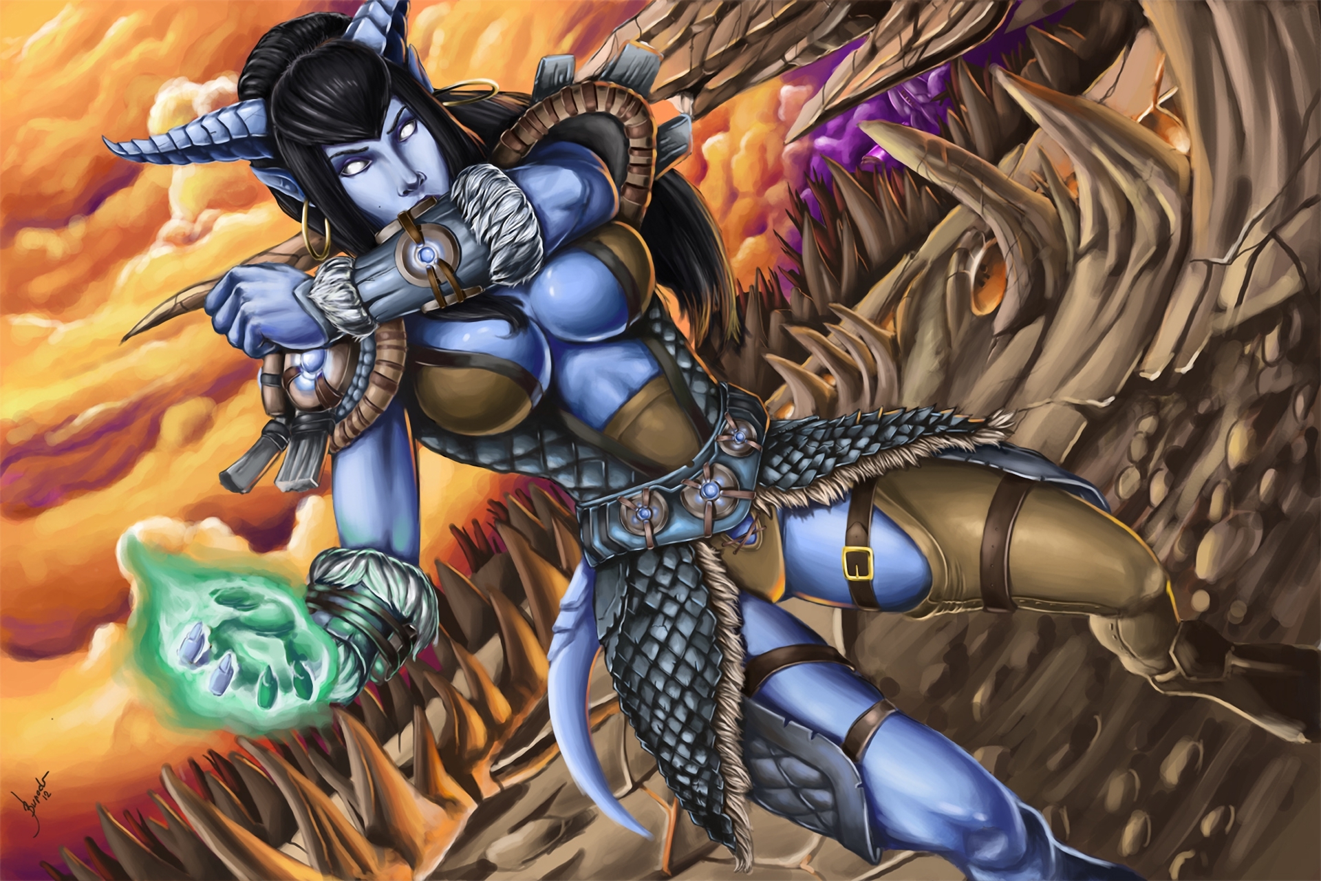 World Of Warcraft Wow Draenei Girl Armor Magic Peaks Wallpaper
