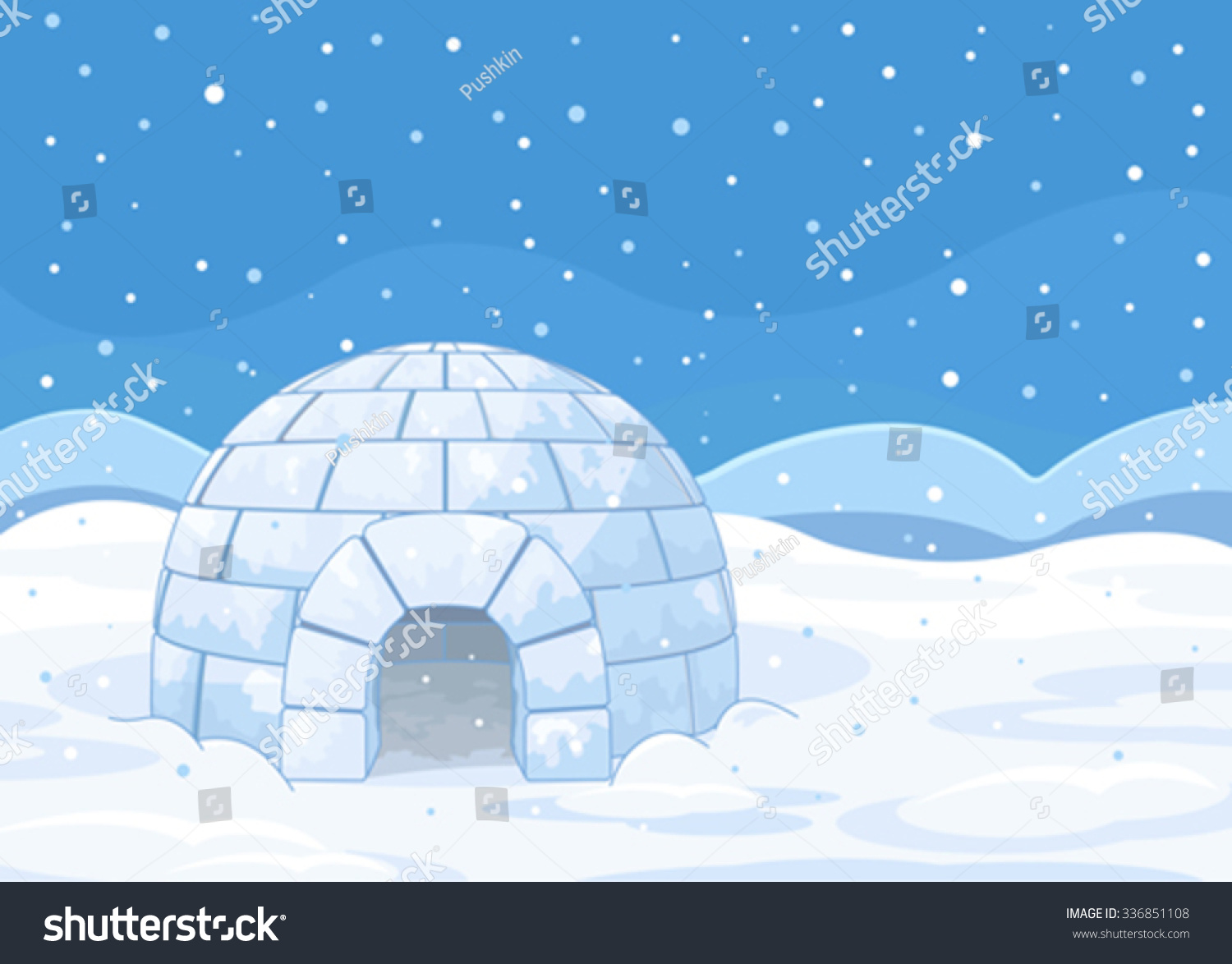Illustration Igloo On Winter Background Stock Vector Royalty