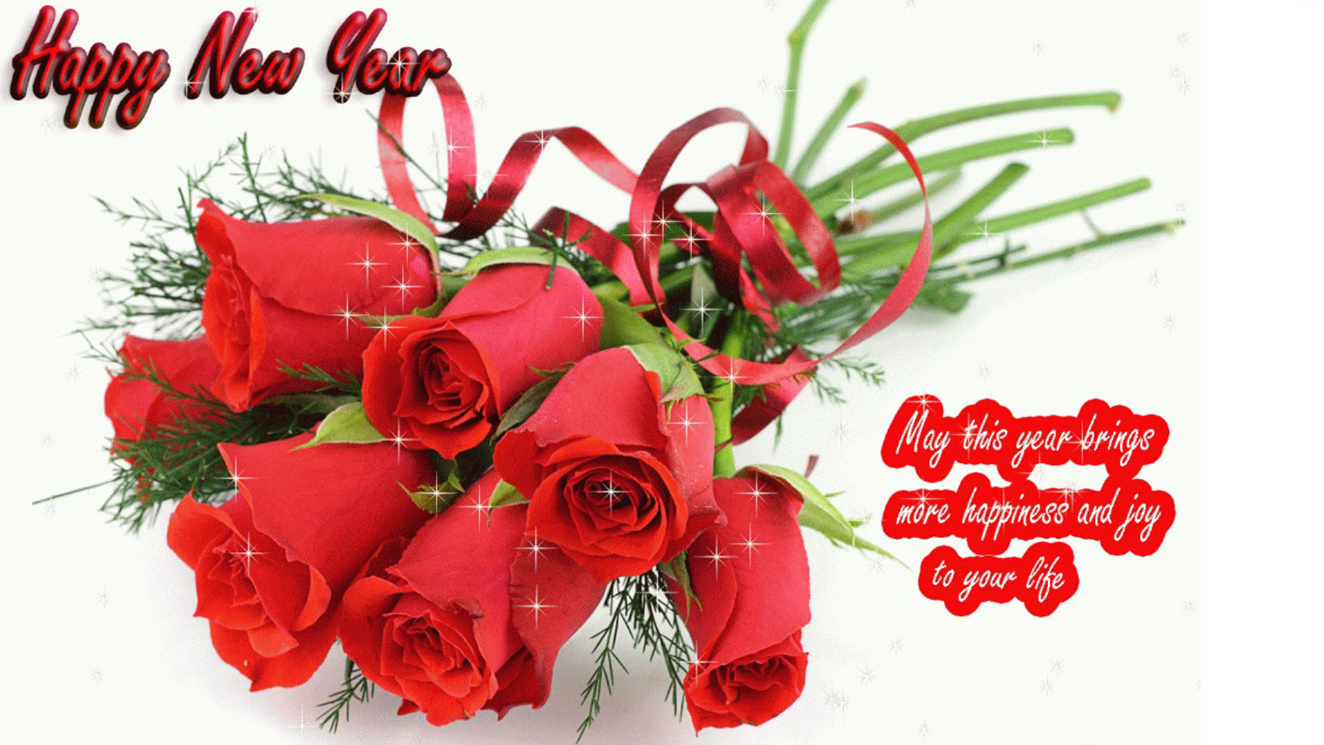 Happy New Year Red Rose Romantic Love Wallpaper HD