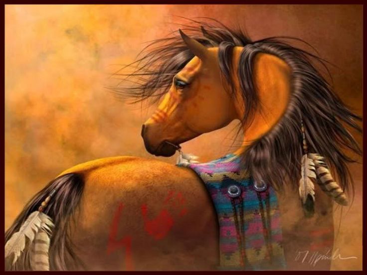 The Native American Horse Painting Wallpaper