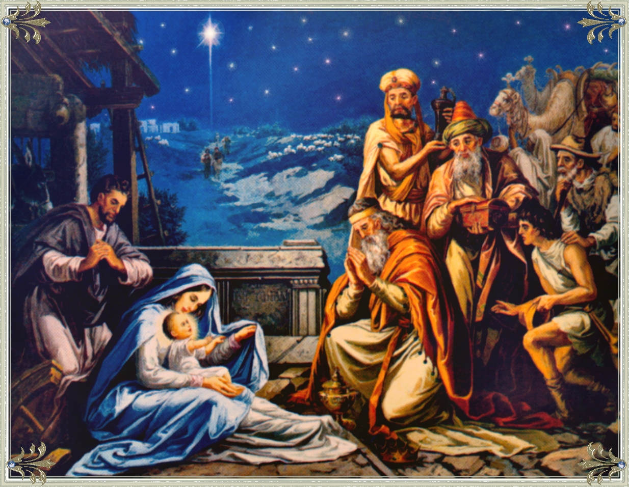 Nativity Christmas Wallpaper Grasscloth