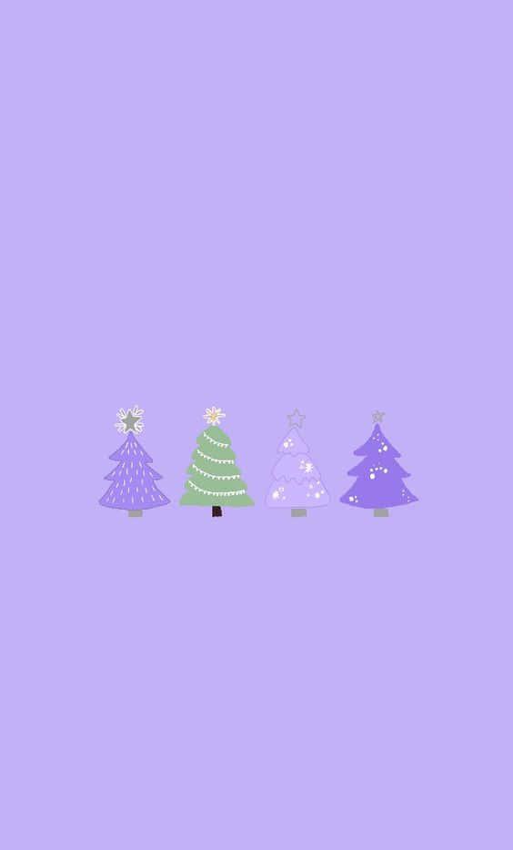 Download Purple Christmas Trees Wallpaper