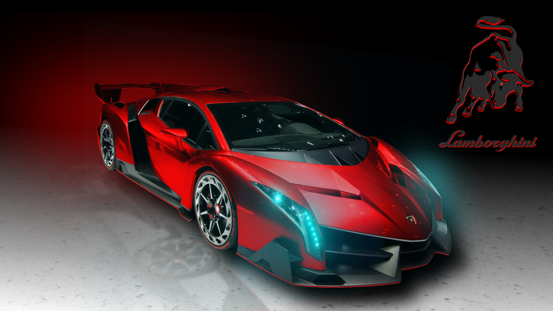 Lamborghini Veneno Red Art Exclusive HD Wallpaper