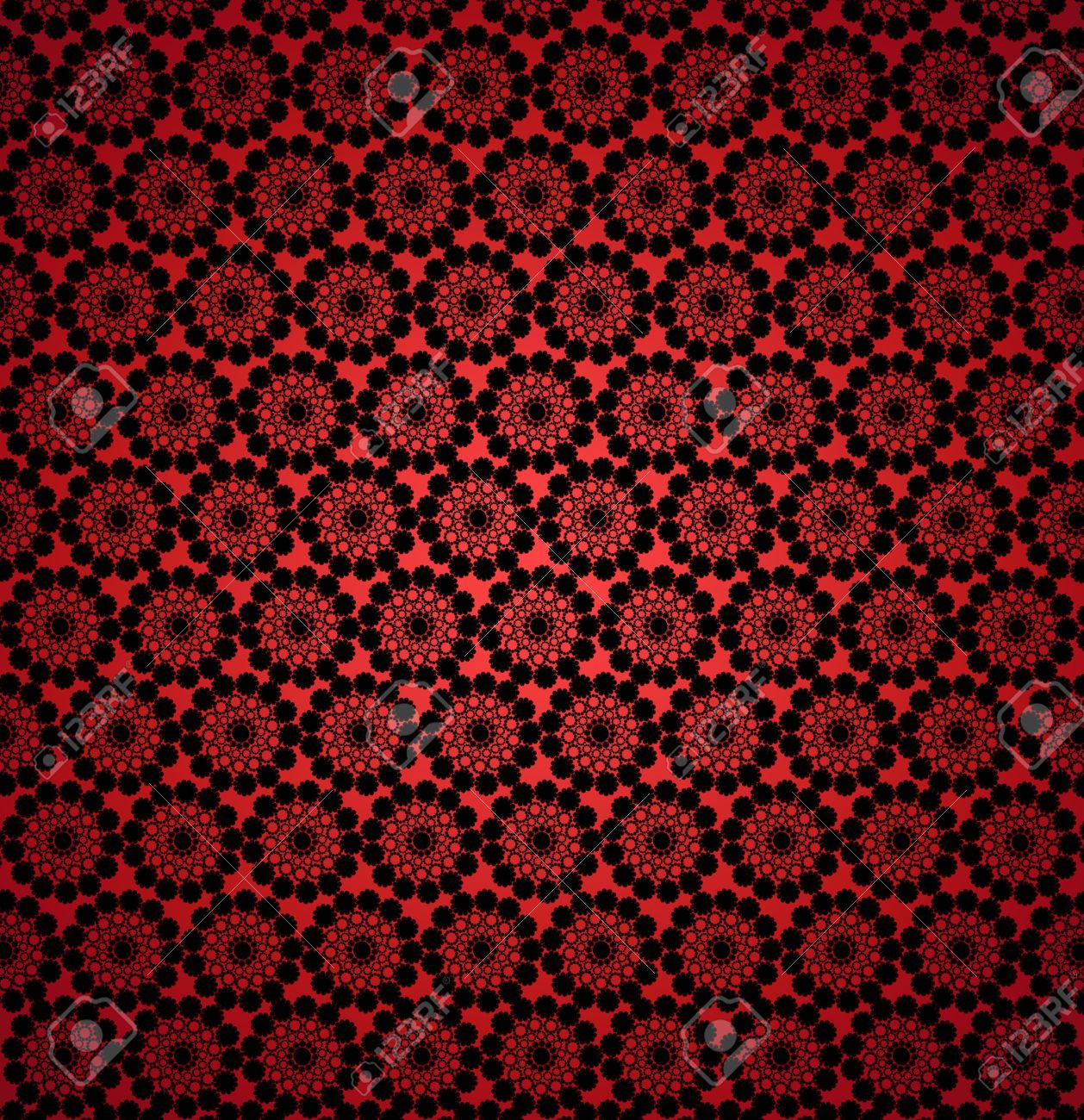 Wallpaper With Many Round Abstract Dark Red Patterns Stock Photo