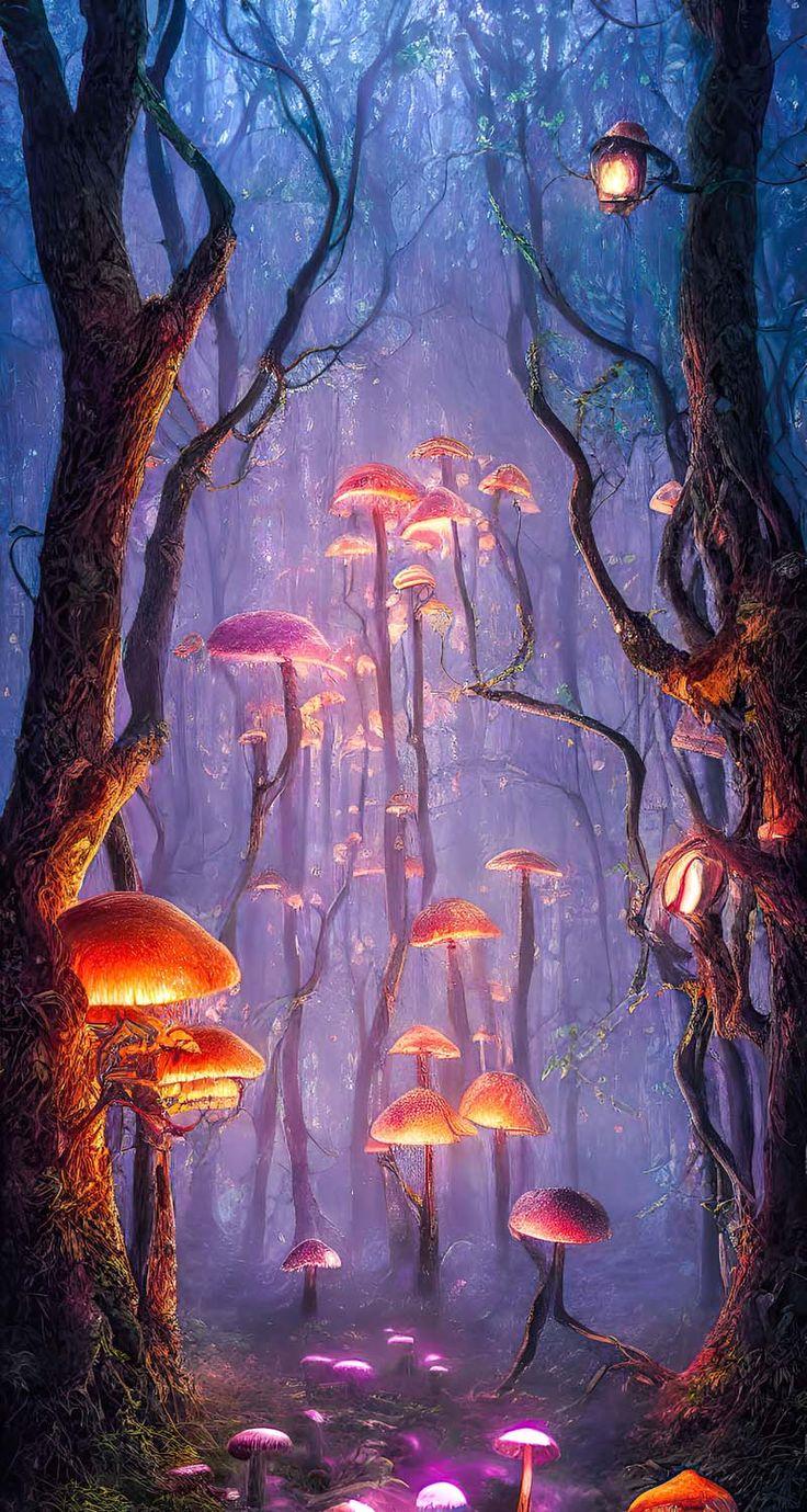 Magical Mushroom Forest iPhone Wallpaper HD