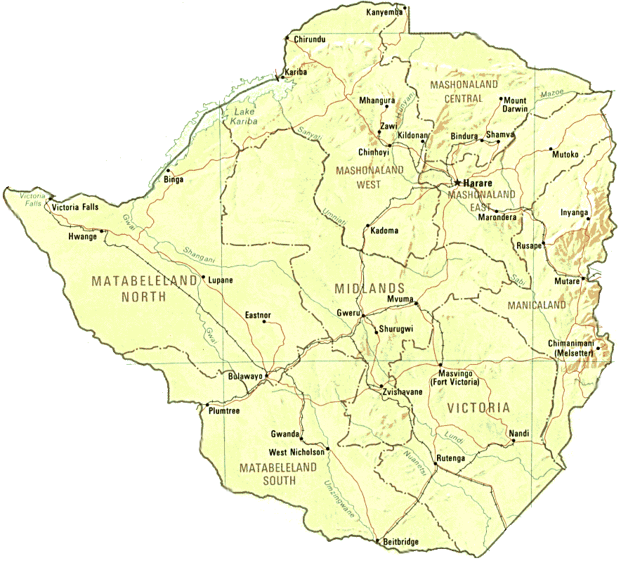 Large Map Of Zimbabwe By Information And Links