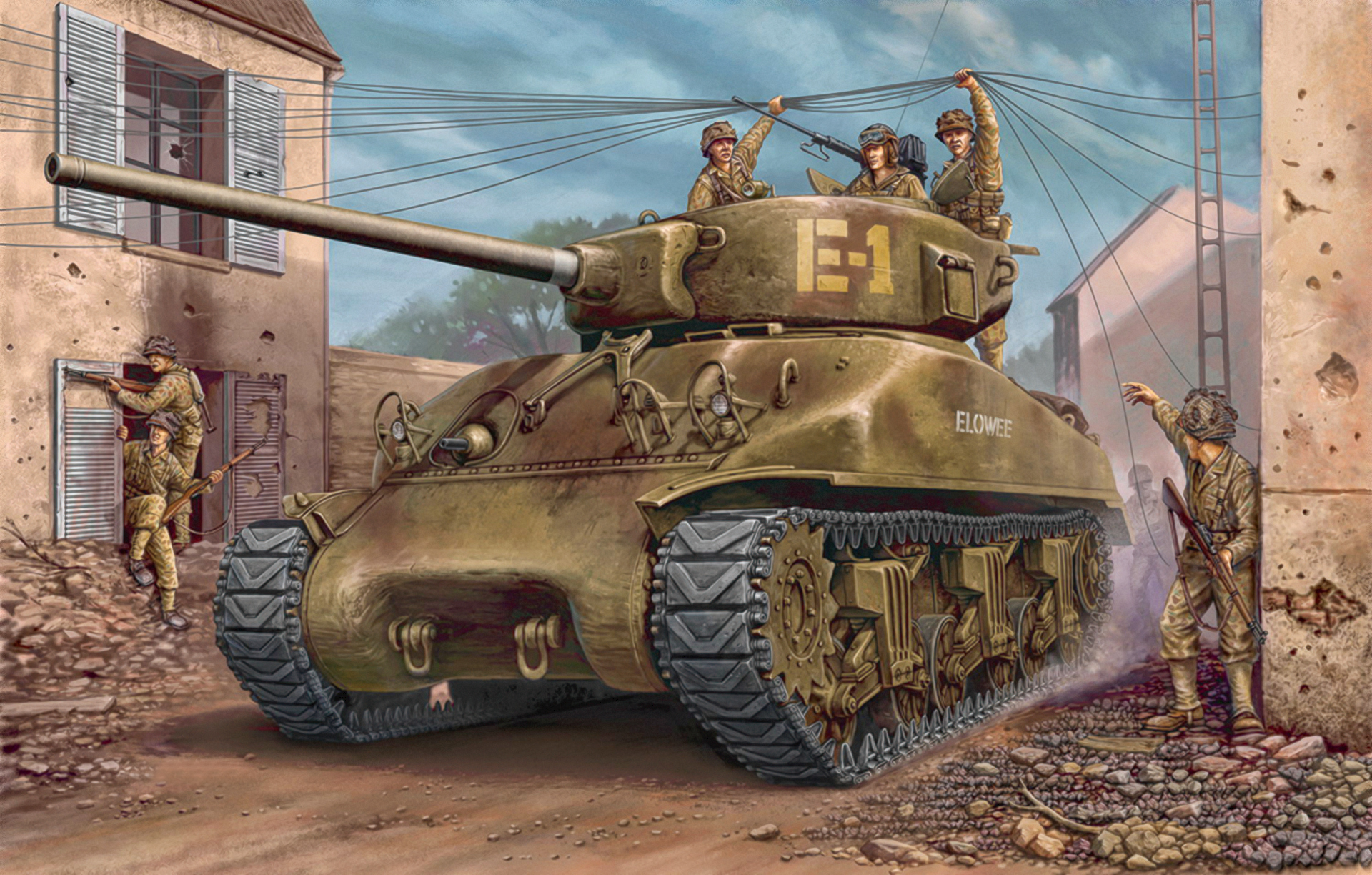 Wallpaper M4a1 Sherman War Ww2 Art Tank Painting