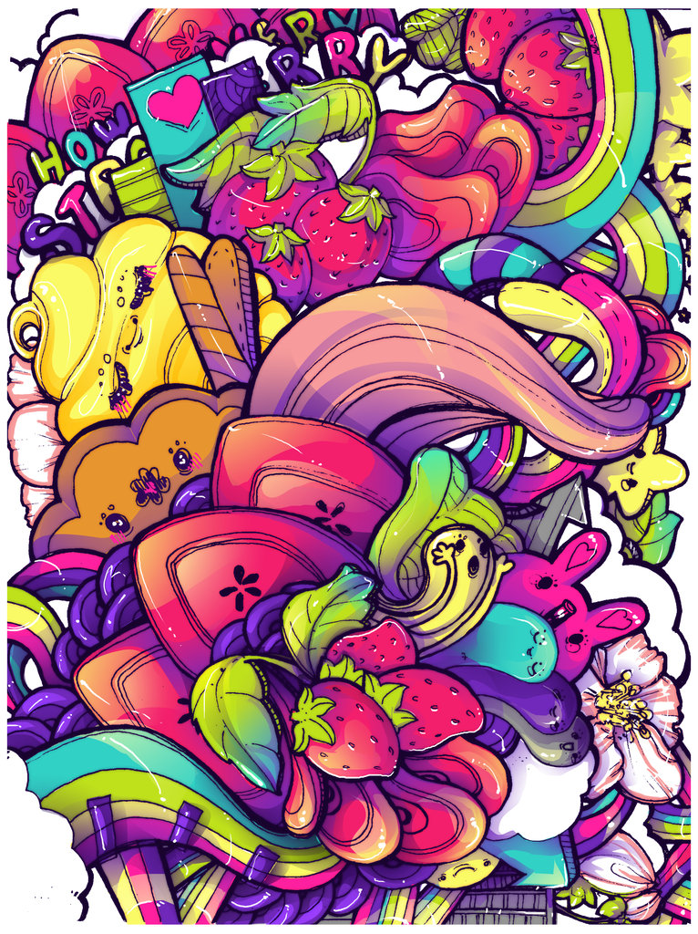 Trippy Colorful Mushrooms